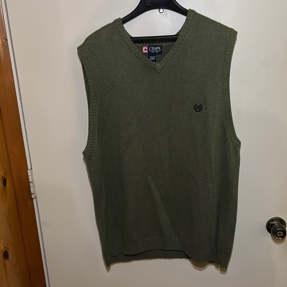 Chaps Green V-Neck Sweater Vest XL